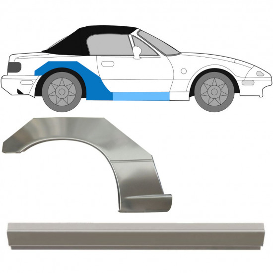 Slieksnis + aizmugurējā spārna daļa priekš Mazda MX-5 1989-1998 / Labā / Komplekts 11141