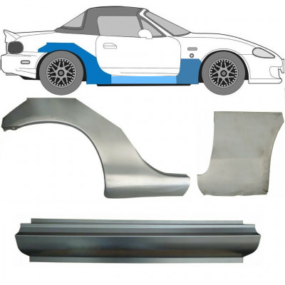 Slieksnis + priekšējā spārna daļa + aizmugurējā spārna daļa priekš Mazda MX-5 1998-2005 NB / Labā / Komplekts 11150