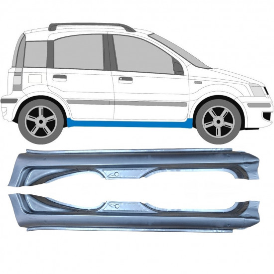 Slieksnis + aizmugurējā spārna daļa priekš Fiat Panda 2003-2012 / Kreisais+Labais / Komplekts 6496