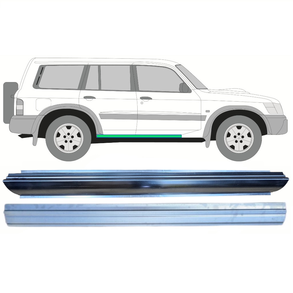 Iekšējais Un Ārējais Slieksnis Priekš Nissan Patrol Y61 Gy61 1997-2009 / Kreisais = Labais (Simetrisks) / Komplekts 10367