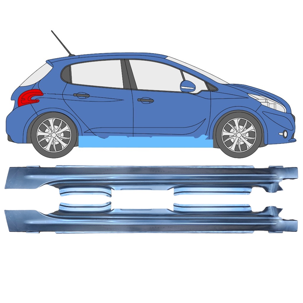 Pilns Slieksnis Priekš Peugeot 208 2012-2019 / Kreisais+Labais / Komplekts 11619