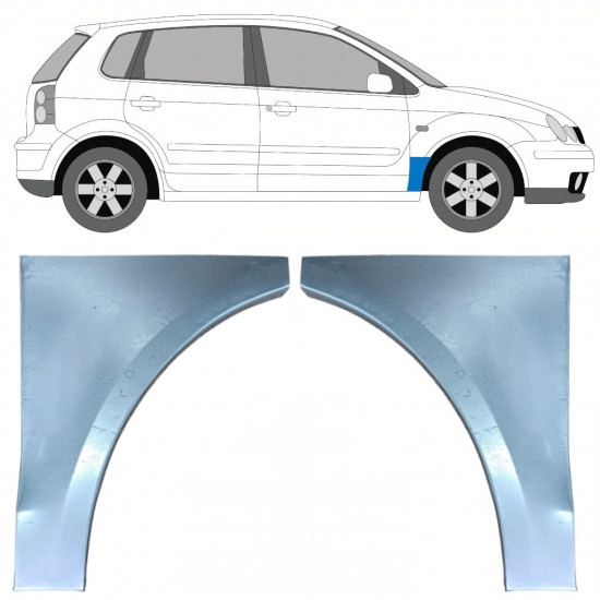 Priekšējā spārna daļa priekš VW Polo 2001-2009 / Kreisais+Labais / Komplekts 9733