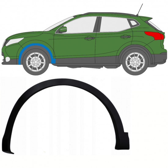 Priekšējā spārna sānu josla priekš Nissan Qashqai 2013-2017 Nadkole Przednie Osłona  / Kreisā 8057