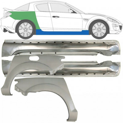 Pilns slieksnis + aizmugurējā arka priekš Mazda RX8 2003-2012 / Kreisais+Labais / Komplekts 9553