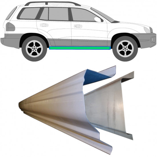 Iekšējais un ārējais slieksnis priekš Hyundai Santa Fe 2001-2006  / Kreisais = Labais (simetrisks) / Komplekts 11588