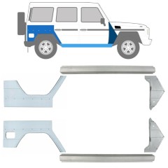 Slieksnis + priekšējā spārna daļa + aizmugurējā spārna daļa priekš Mercedes G-Class W460 W461 W463 1979-2017 / Kreisais+Labais / Komplekts 9711