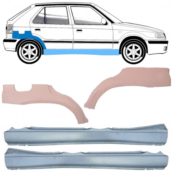 Slieksnis + aizmugurējā spārna daļa priekš Skoda Felicia 1994-2001 / Kreisais+Labais / Komplekts 10108