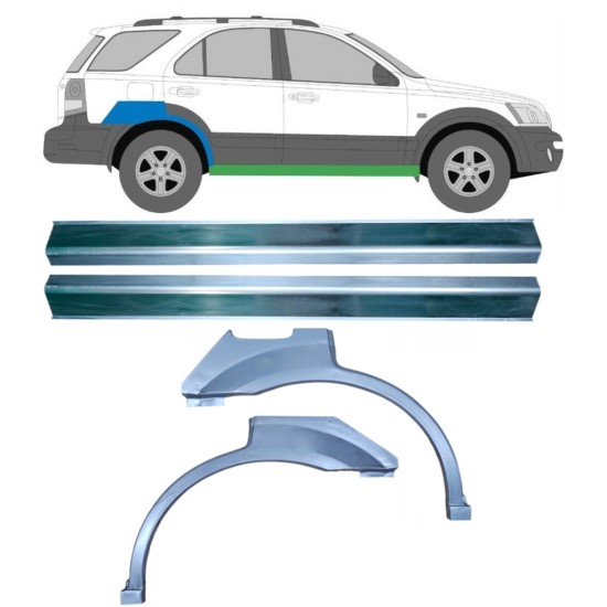 Slieksnis + aizmugurējā spārna daļa priekš Kia Sorento 2002-2009 / Kreisais+Labais / Komplekts 10696