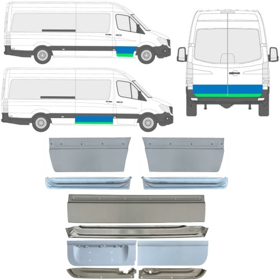 Durvju iekšējā un ārējā daļa priekš Mercedes Sprinter 2006-2018 / Kreisais+Labais / Komplekts 11318