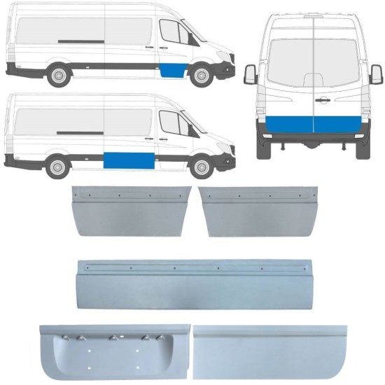 Durvju ārējā daļa priekš Mercedes Sprinter 2006-2018 / Kreisais+Labais / Komplekts 11317
