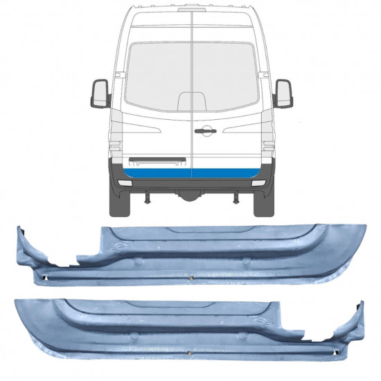 Aizmugurējo durvju panelis priekš Mercedes Sprinter 2006- / Kreisais+Labais / Komplekts 9555