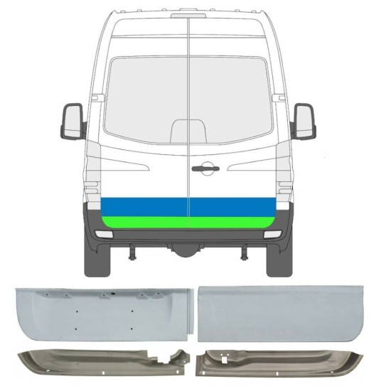 Aizmugurējo durvju panelis priekš Volkswagen Crafter 2005-2017 / Kreisais+Labais / Komplekts 14386