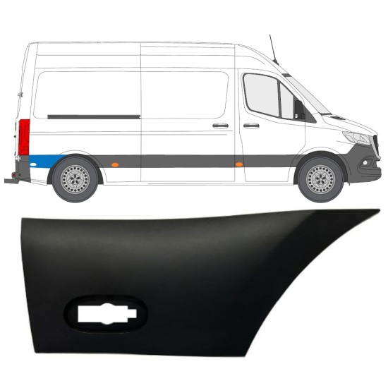 Aizmugurējā spārna sānu josla priekš Mercedes Sprinter 2018- / Labā 12936
