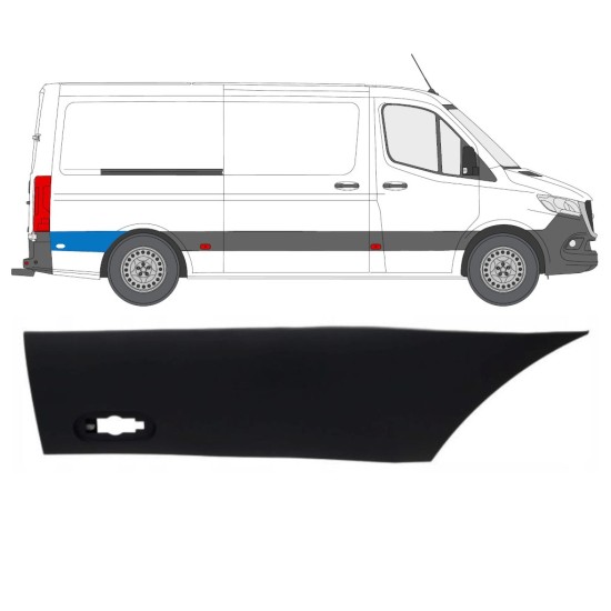 Aizmugurējā spārna sānu josla aiz riteņa priekš Mercedes Sprinter 2018- / Labā 16644