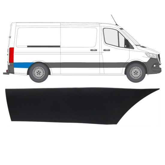 Aizmugurējā spārna sānu josla aiz riteņa priekš Mercedes Sprinter 2018- / Labā 16642