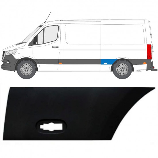 Aizmugurējā spārna sānu josla priekš Mercedes Sprinter 2018- / Kreisā 12937