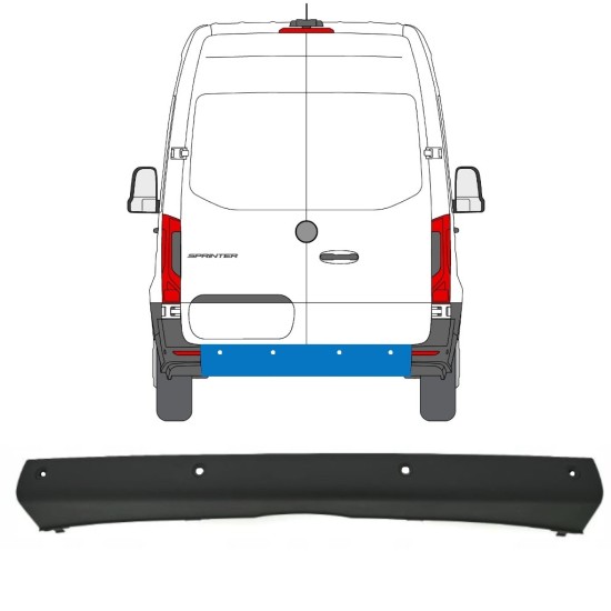 Aizmugurējais bamperis ar PDC priekš Mercedes Sprinter 2018- 14969 Aizmugurējais bamperis ar PDC priekš Mercedes Sprinter 2018- 14969