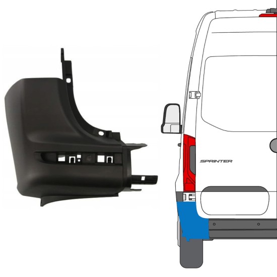 Aizmugurējā bufera stūris priekš Mercedes Sprinter 2018- / Kreisā 14944