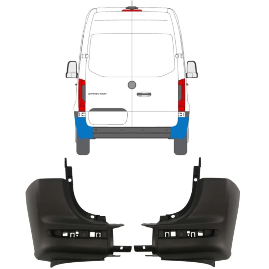 Aizmugurējā bufera stūris priekš Mercedes Sprinter 2018- / Kreisais+Labais / Komplekts 14945 Aizmugurējā bufera stūris priekš Mercedes Sprinter 2018- / Kreisais+Labais / Komplekts 14945