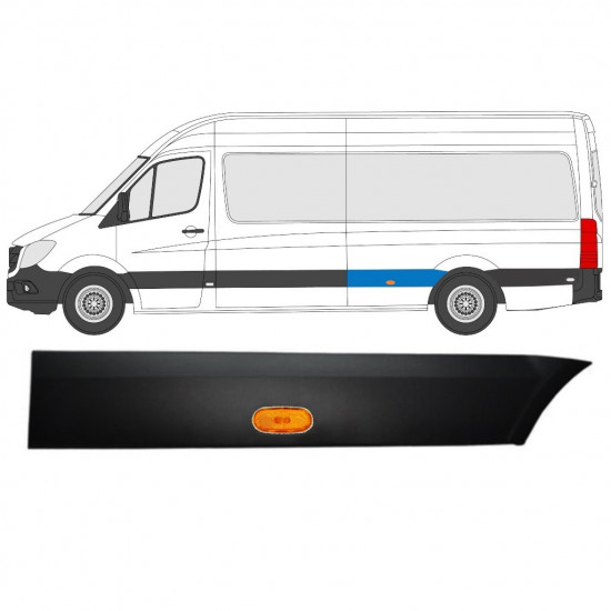 Aizmugurējā spārna sānu josla ar lukturi priekš Mercedes Sprinter 2006- / LWB / Kreisā / Komplekts 9057