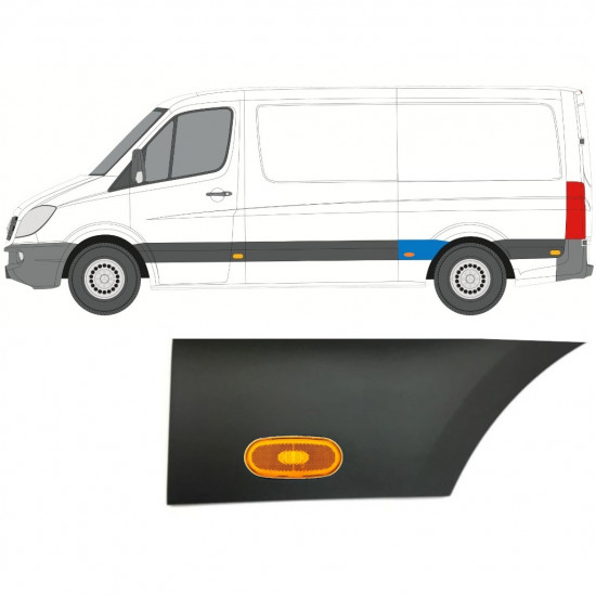 Aizmugurējā spārna sānu josla ar lukturi priekš Mercedes Sprinter 2006- / Kreisā / Komplekts 10018