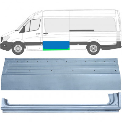 Bīdāmo durvju apakšējā loksne + sliekšņa daļa priekš Mercedes Sprinter 2006- / Kreisā / Komplekts 11960