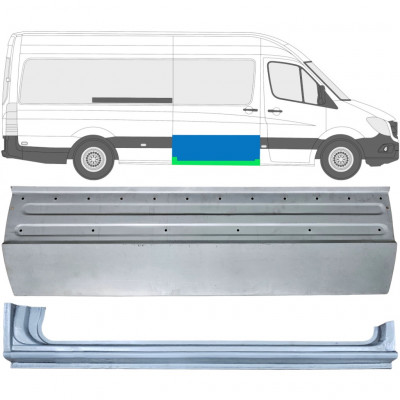 Bīdāmo durvju apakšējā loksne + sliekšņa daļa priekš Mercedes Sprinter 2006- / Labā / Komplekts 11959