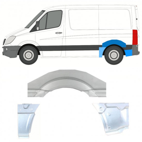 Aizmugurējā arka priekš Mercedes Sprinter 2006- / SWB / Kreisā / Komplekts 11313