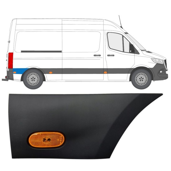 Aizmugurējā spārna sānu josla ar lukturi priekš Mercedes Sprinter 2018- / Labā / Komplekts 12966