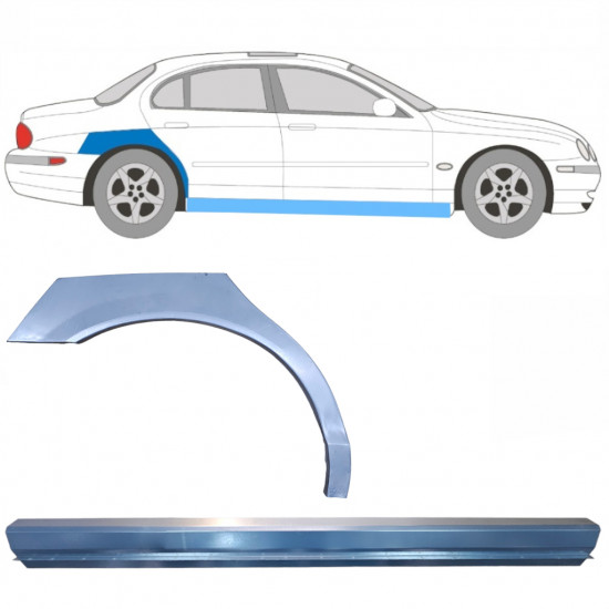 Slieksnis + aizmugurējā spārna daļa priekš Jaguar S-Type 1999-2007 / Labā / Komplekts 12623