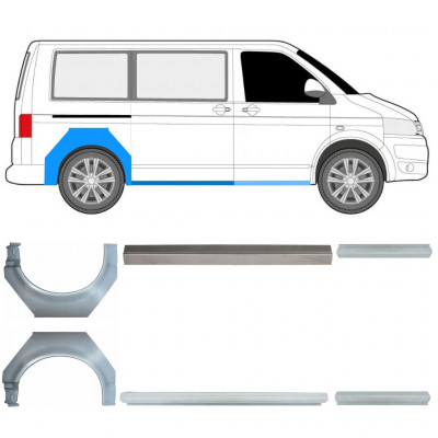 Slieksnis + aizmugurējā spārna daļa priekš Volkswagen Transporter T5 2003- / SWB / Komplekts 11535