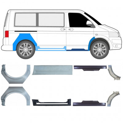 Slieksnis + aizmugurējā spārna daļa priekš Volkswagen Transporter T5 2003- / SWB / Komplekts 11533