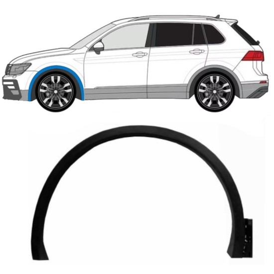 Priekšējā spārna sānu josla priekš Volkswagen Tiguan 2016-2024 R-Line / Kreisā 14862 Priekšējā spārna sānu josla priekš Volkswagen Tiguan 2016-2024 R-Line / Kreisā 14862