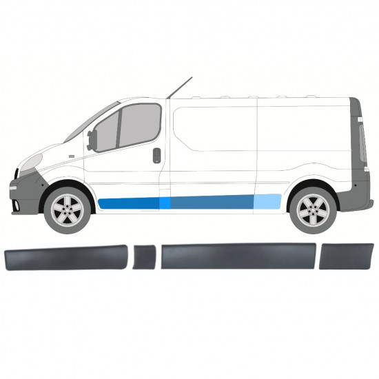 Sānu joslu komplekts priekš Renault Trafic Opel Vivaro Primastar 2001-2014 / LWB / Kreisā /  8572