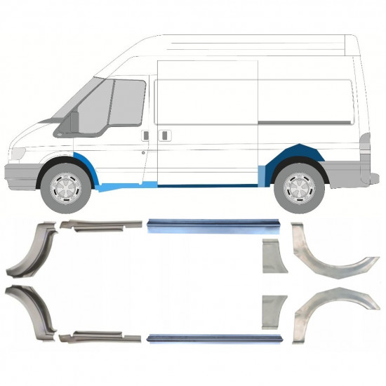 Slieksnis + aizmugurējā spārna daļa priekš Ford Transit 2000-2013  / MWB / Komplekts 12676