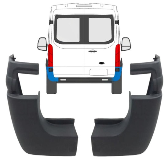 Aizmugurējā bufera stūris priekš Ford Transit 2014- / Kreisais+Labais / Komplekts 9731