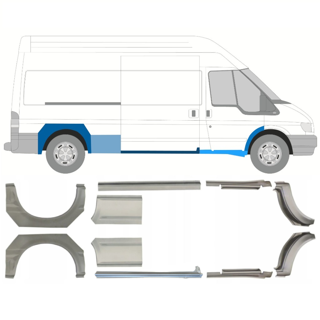 Slieksnis + Aizmugurējā Spārna Daļa Priekš Ford Transit 2000-2013 / Kreisais+Labais / Komplekts 10640
