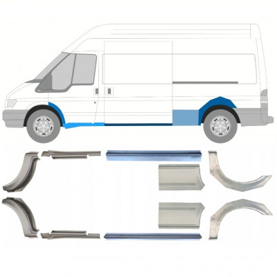 Slieksnis + aizmugurējā spārna daļa priekš Ford Transit 2000-2013  / LWB / Komplekts 12677