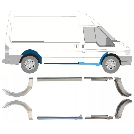 Slieksnis + aizmugurējā spārna daļa priekš Ford Transit 2000-2013 / MWB / Komplekts 9693