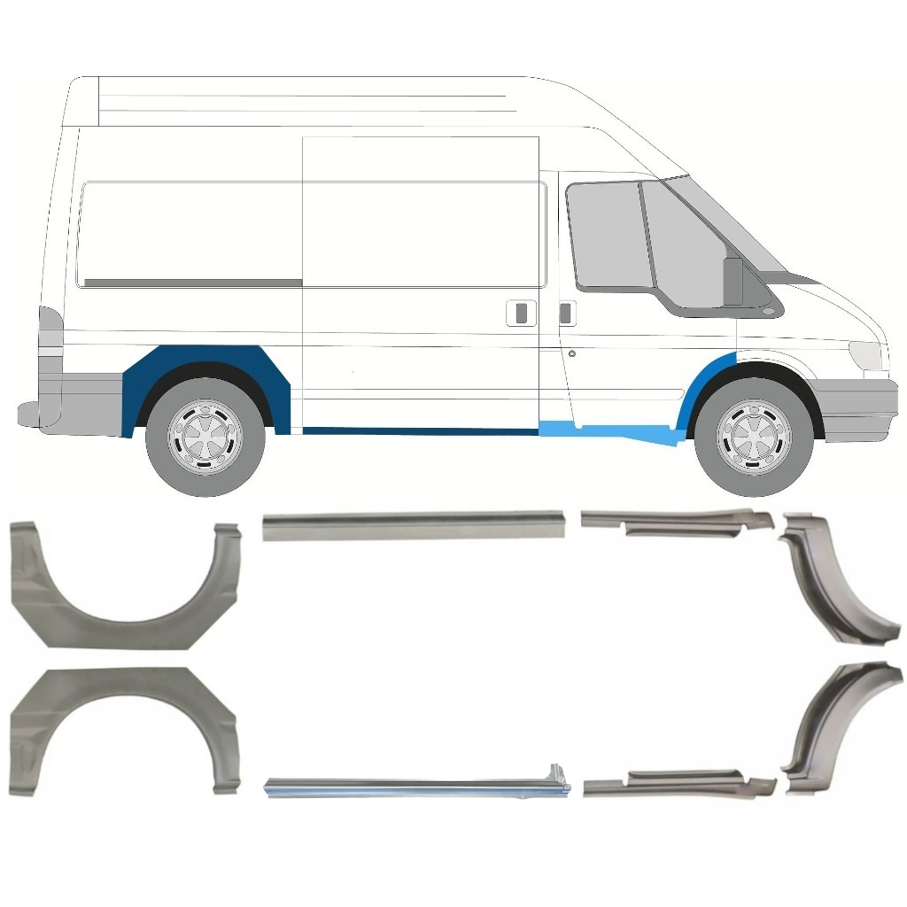 Slieksnis + Aizmugurējā Spārna Daļa Priekš Ford Transit 2000-2013 / Komplekts 9692