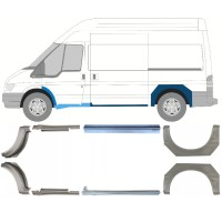 Slieksnis + aizmugurējā spārna daļa priekš Ford Transit 2000-2013  / MWB / Komplekts 12675
