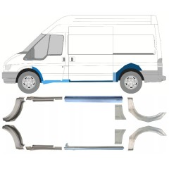 Slieksnis + aizmugurējā spārna daļa priekš Ford Transit 2000-2013 / Komplekts 12676