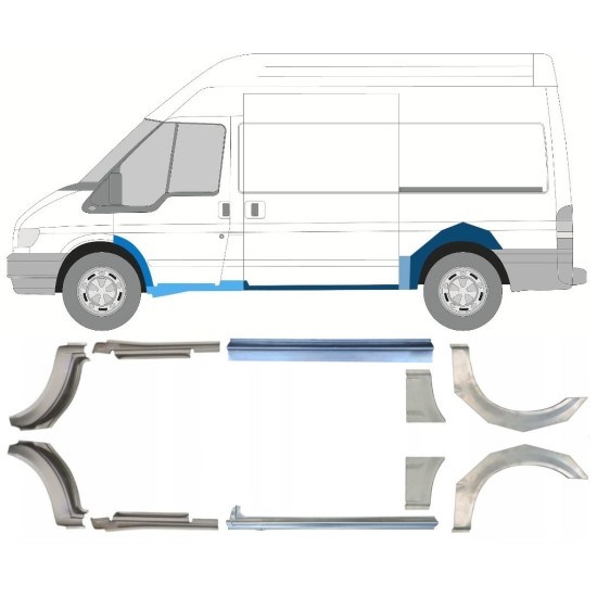 Slieksnis + aizmugurējā spārna daļa priekš Ford Transit 2000-2013  / MWB / Komplekts 12676