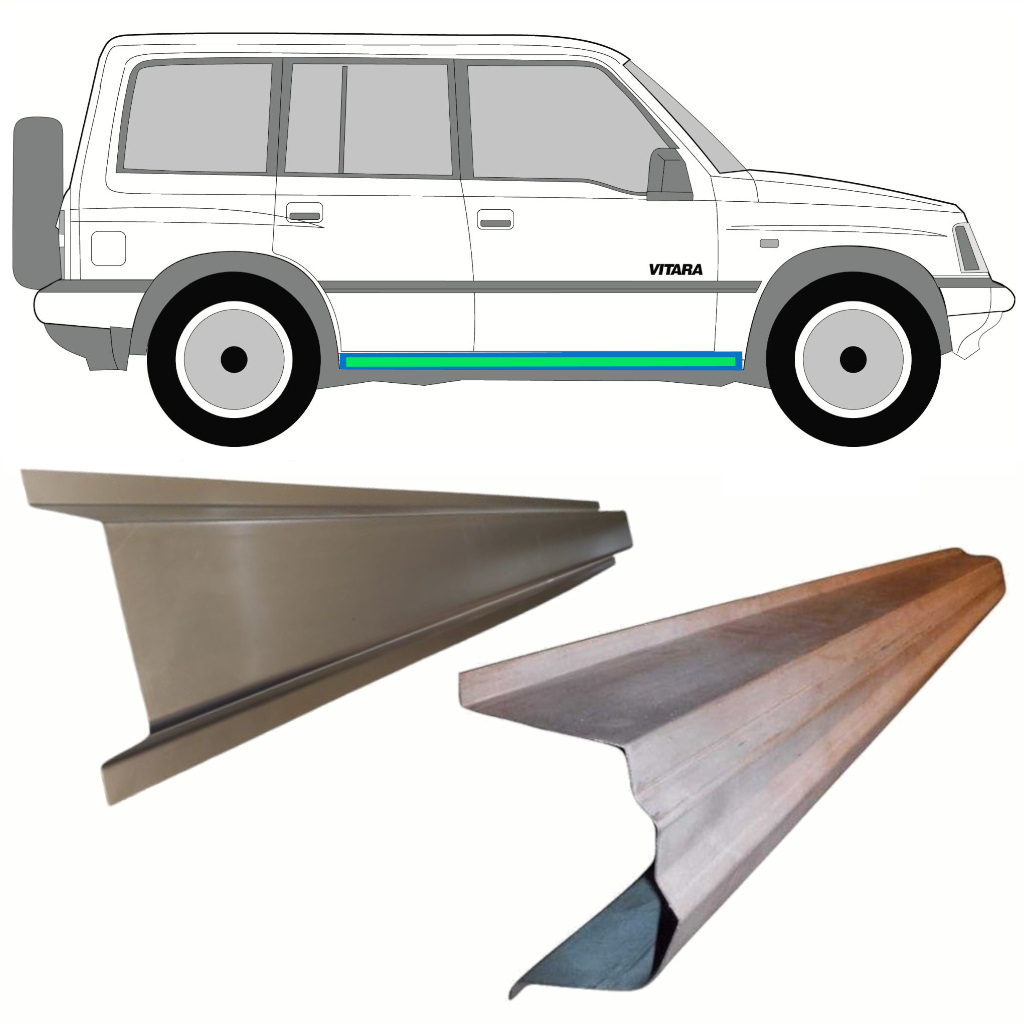 Iekšējais Un Ārējais Slieksnis Priekš Suzuki Vitara 1988-1998 / Kreisais = Labais (Simetrisks) / Komplekts 8596