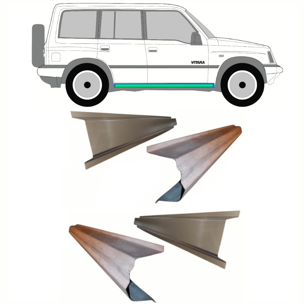 Iekšējais Un Ārējais Slieksnis Priekš Suzuki Vitara 1988-1998 / Kreisais = Labais (Simetrisks) / Komplekts 10311