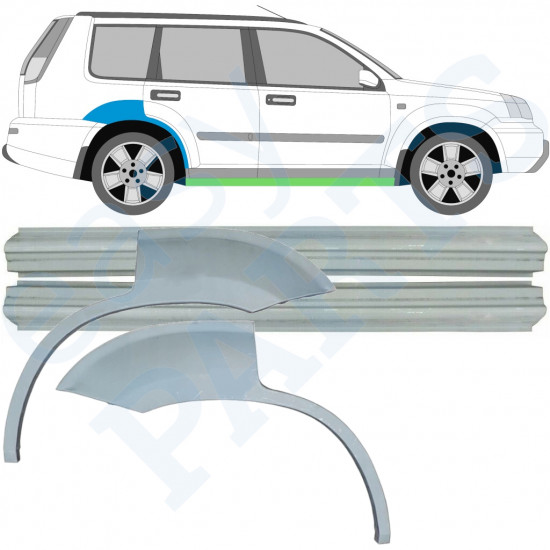 Slieksnis + aizmugurējā spārna daļa priekš Nissan X-TRAIL 2001-2007 / Kreisais+Labais / Komplekts 9638